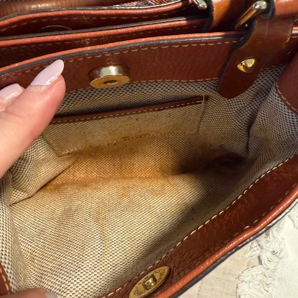 RARE Dooney Bourke Satchel Handbag Pebble Grain Leather Brenna Saddle Purse Bag